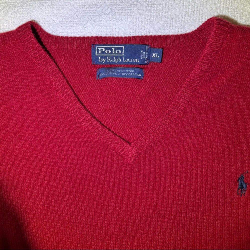 Men’s Ralph Lauren Cardigan Sweater Red 100% Lambs Wool Soft